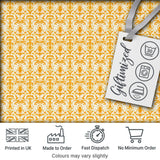 Golden Yellow Damask Floral Seamless Pattern Elegant Vintage Ornamental Design Digital Print Fabric by the Metre UK Sewing Quilting Textile