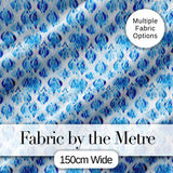 Blue Watercolor Ikat Abstract Seamless Pattern Soft Artistic Textile Design Digital Print Fabric by the Metre UK Sewing Quilting Textile