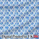 Blue Watercolor Ikat Abstract Seamless Pattern Soft Artistic Textile Design Digital Print Fabric by the Metre UK Sewing Quilting Textile