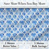 Blue Watercolor Ikat Abstract Seamless Pattern Soft Artistic Textile Design Digital Print Fabric by the Metre UK Sewing Quilting Textile