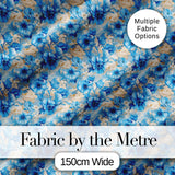 Blue Floral Bouquet Vintage Seamless Pattern Elegant Botanical Garden Design Digital Print Fabric by the Metre UK Sewing Quilting Textile