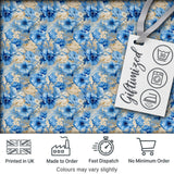 Blue Floral Bouquet Vintage Seamless Pattern Elegant Botanical Garden Design Digital Print Fabric by the Metre UK Sewing Quilting Textile