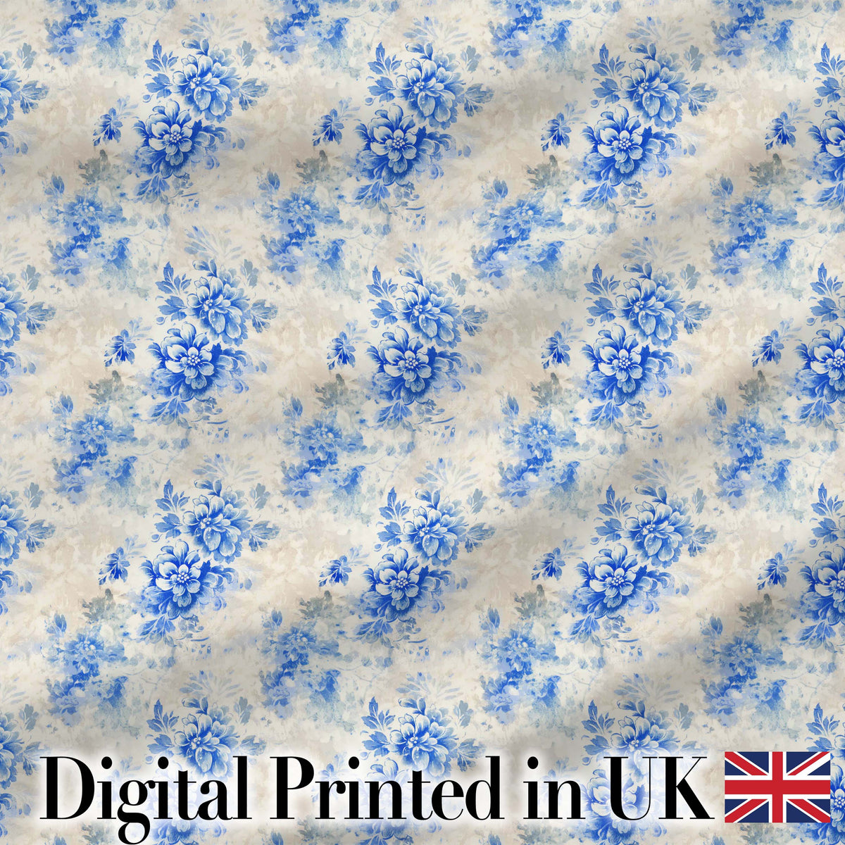 Soft Blue Floral Watercolor Seamless Pattern Artistic Botanical Texture Design Digital Print Fabric by the Metre UK Sewing Quilting Textile