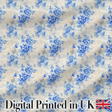 Soft Blue Floral Watercolor Seamless Pattern Artistic Botanical Texture Design Digital Print Fabric by the Metre UK Sewing Quilting Textile