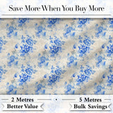 Soft Blue Floral Watercolor Seamless Pattern Artistic Botanical Texture Design Digital Print Fabric by the Metre UK Sewing Quilting Textile