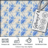 Soft Blue Floral Watercolor Seamless Pattern Artistic Botanical Texture Design Digital Print Fabric by the Metre UK Sewing Quilting Textile