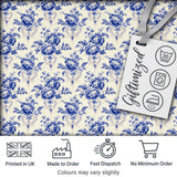 Classic Blue White Vintage Floral Seamless Pattern Elegant Botanical Style Digital Print Fabric by the Metre UK Sewing Quilting Textile
