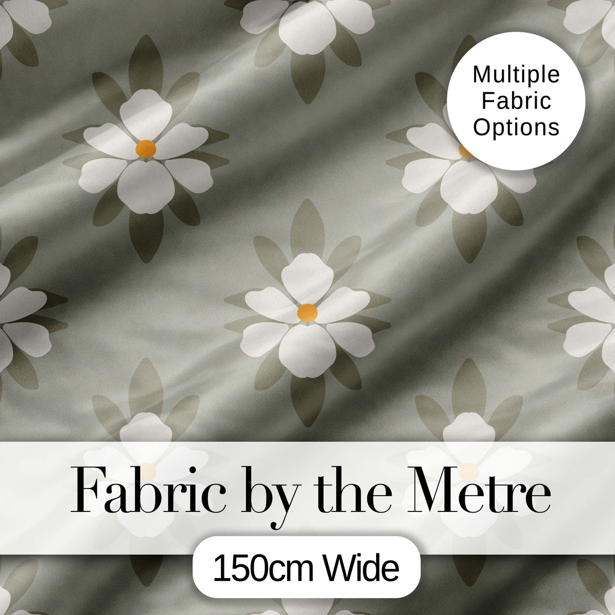Neutral Daisy Floral Seamless Pattern Soft Beige Botanical Design Digital Print Fabric by the Metre UK Sewing Quilting Textile