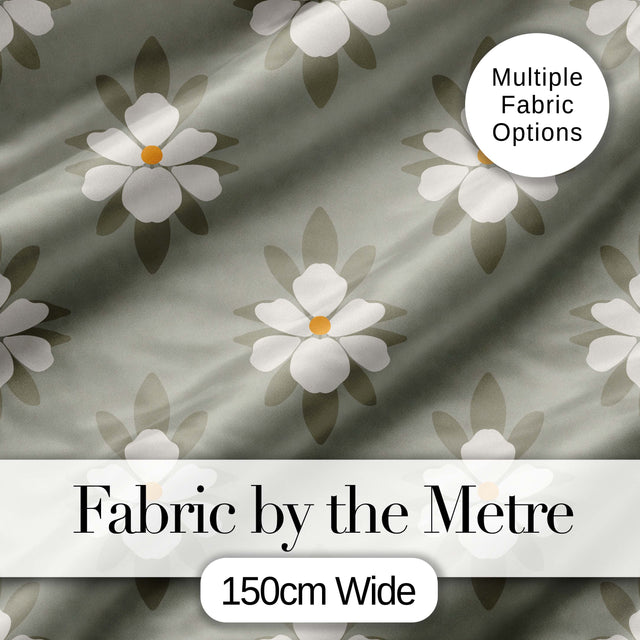 Neutral Daisy Floral Seamless Pattern Soft Beige Botanical Design Digital Print Fabric by the Metre UK Sewing Quilting Textile
