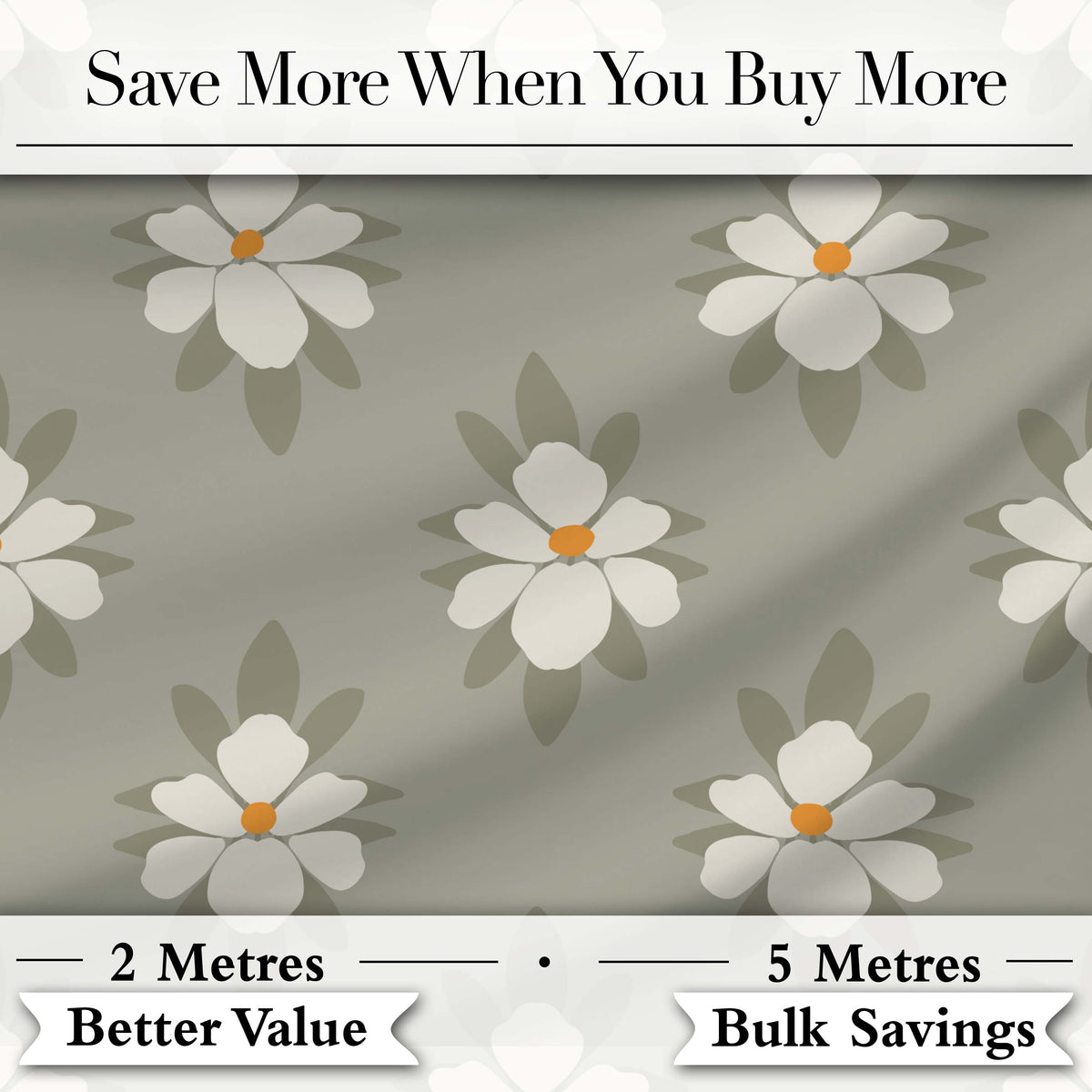 Neutral Daisy Floral Seamless Pattern Soft Beige Botanical Design Digital Print Fabric by the Metre UK Sewing Quilting Textile