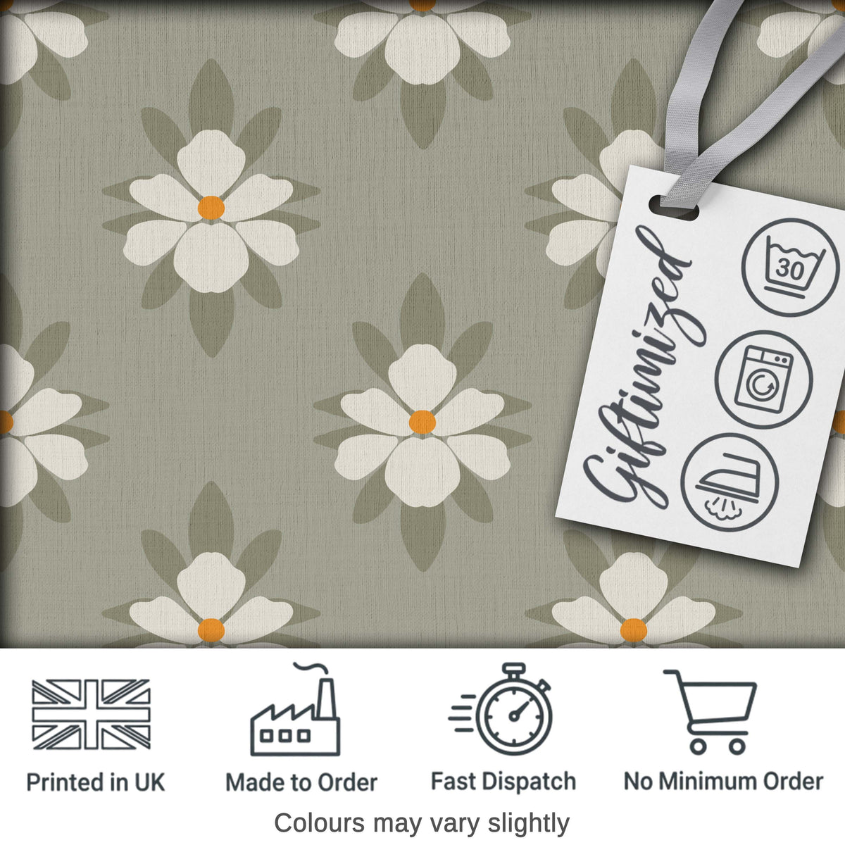 Neutral Daisy Floral Seamless Pattern Soft Beige Botanical Design Digital Print Fabric by the Metre UK Sewing Quilting Textile