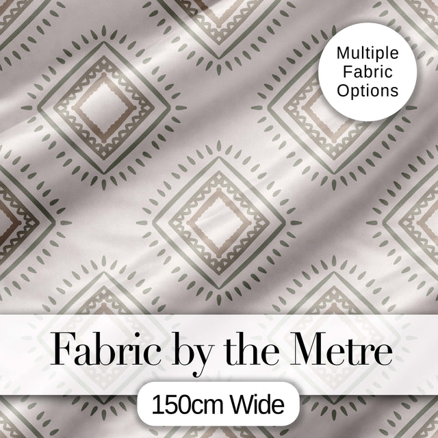 Soft Geometric Diamond Seamless Pattern Neutral Tribal Style Design Digital Print Fabric by the Metre UK Sewing Quilting Textile