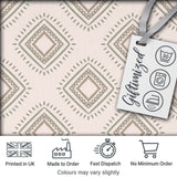 Soft Geometric Diamond Seamless Pattern Neutral Tribal Style Design Digital Print Fabric by the Metre UK Sewing Quilting Textile