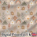 Boho Floral Rainbow Seamless Pattern Neutral Earth Tone Botanical Design Digital Print Fabric by the Metre UK Sewing Quilting Textile