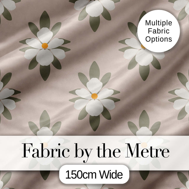 Neutral Daisy Floral Seamless Pattern Warm Beige Botanical Design Digital Print Fabric by the Metre UK Sewing Quilting Textile