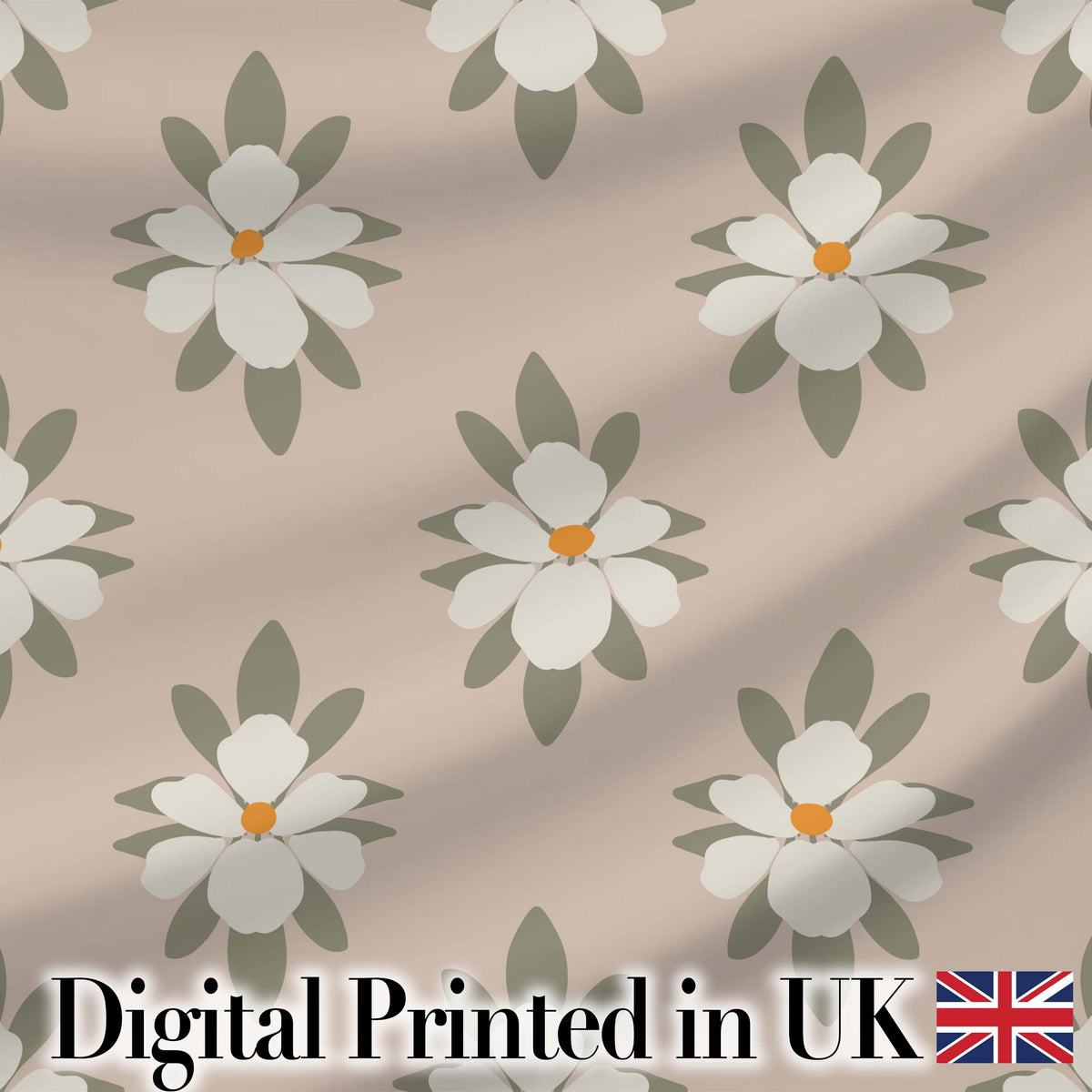 Neutral Daisy Floral Seamless Pattern Warm Beige Botanical Design Digital Print Fabric by the Metre UK Sewing Quilting Textile