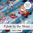 Cute Space Animals Astronaut Seamless Pattern Blue Galaxy Kids Design Digital Print Fabric by the Metre UK Sewing Quilting Textile