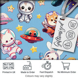 Cute Space Animals Astronaut Seamless Pattern Blue Galaxy Kids Design Digital Print Fabric by the Metre UK Sewing Quilting Textile