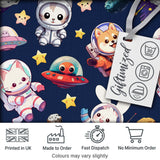Cute Space Animals Astronaut Seamless Pattern Navy Galaxy Kids Design Digital Print Fabric by the Metre UK Sewing Quilting Textile