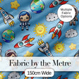 Kids Space Rockets Astronaut Seamless Pattern Blue Sky Background Fun Design Digital Print Fabric by the Metre UK Sewing Quilting Textile