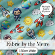 Kids Space Rockets Astronaut Seamless Pattern Mint Green Background Fun Design Digital Print Fabric by the Metre UK Sewing Quilting Textile