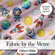 Kids Space Rockets Astronaut Seamless Pattern Soft Pink Background Fun Design Digital Print Fabric by the Metre UK Sewing Quilting Textile