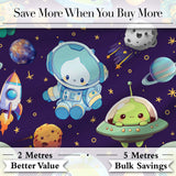 Space Astronaut Alien UFO Seamless  Purple Background Fun Kids Design Digital Print Fabric by the Metre UK Sewing Quilting Textile
