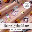 Space Cat Astronaut Girl Rockets Stars Seamless  Peach Background Digital Print Fabric by the Metre UK Sewing Quilting Textile