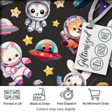 Space Animals Astronaut Dog Bunny UFO Stars Seamless  Dark Background Digital Print Fabric by the Metre UK Sewing Quilting Textile