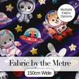 Space Animals Astronaut Dog Bunny UFO Stars Seamless  Purple Background Digital Print Fabric by the Metre UK Sewing Quilting Textile