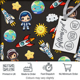 Cartoon Space Rockets  Sun Earth Clouds Stars Seamless  Dark Grey Background Digital Print Fabric by the Metre UK Sewing Quilting Textile