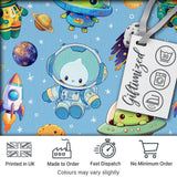 Space Astronaut Alien UFO Planets Meteors Stars Seamless  Blue Background Digital Print Fabric by the Metre UK Sewing Quilting Textile