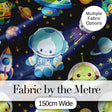 Space Astronaut Alien UFO Planets Meteors Stars Seamless  Navy Background Digital Print Fabric by the Metre UK Sewing Quilting Textile