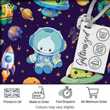 Space Astronaut Alien UFO Planets Meteors Stars Seamless  Purple Background Digital Print Fabric by the Metre UK Sewing Quilting Textile