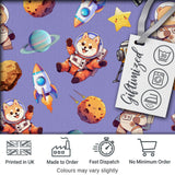 Space Dog Bear Astronaut Rockets Planets Stars Seamless  Lavender Background Digital Print Fabric by the Metre UK Sewing Quilting Textile