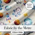 Bunny Astronaut Cat Space Rockets Planets Stars Seamless  Cream Background Digital Print Fabric by the Metre UK Sewing Quilting Textile