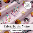 Cat Astronaut Girl Rockets Stars Space Seamless  Light Pink Background Digital Print Fabric by the Metre UK Sewing Quilting Textile