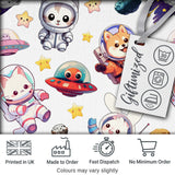 Space Animals Astronaut Dog Bunny UFO Stars Planets Seamless  White Background Digital Print Fabric by the Metre UK Sewing Quilting Textile