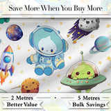 Space Alien Astronaut Planets Meteors UFO Seamless  Light Background Digital Print Fabric by the Metre UK Sewing Quilting Textile