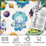 Space Alien Astronaut Planets Meteors UFO Seamless  Light Background Digital Print Fabric by the Metre UK Sewing Quilting Textile