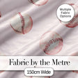 Watercolor Baseball Balls on Soft Beige Background Seamless Pattern Digital Print Fabric by the Metre UK Sewing Quilting Textile