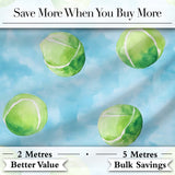 Watercolor Tennis Balls on Soft Blue Background Seamless Pattern Digital Print Fabric by the Metre UK Sewing Quilting Textile