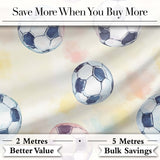 Watercolor Soccer Balls on Soft Pastel Background Seamless Pattern Digital Print Fabric by the Metre UK Sewing Quilting Textile