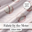 Watercolor Baseball Balls on Soft Beige Background Seamless Pattern Digital Print Fabric by the Metre UK Sewing Quilting Textile