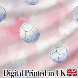 Watercolor Soccer Balls on Soft Pink Background Seamless Pattern Digital Print Fabric by the Metre UK Sewing Quilting Textile