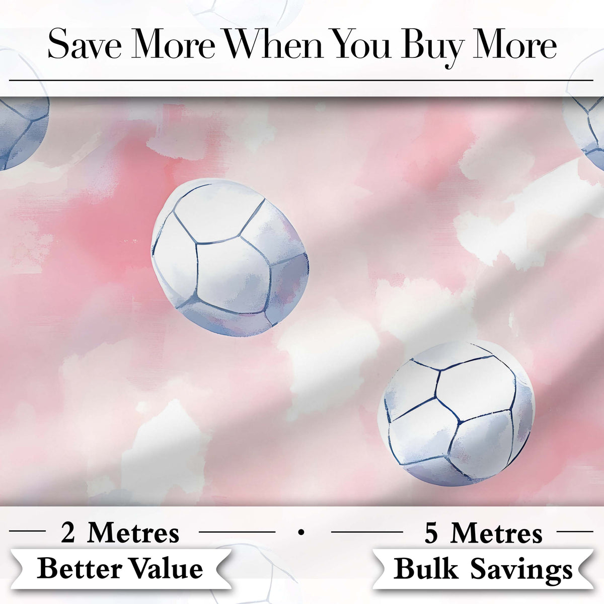 Watercolor Soccer Balls on Soft Pink Background Seamless Pattern Digital Print Fabric by the Metre UK Sewing Quilting Textile