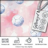 Watercolor Soccer Balls on Soft Pink Background Seamless Pattern Digital Print Fabric by the Metre UK Sewing Quilting Textile