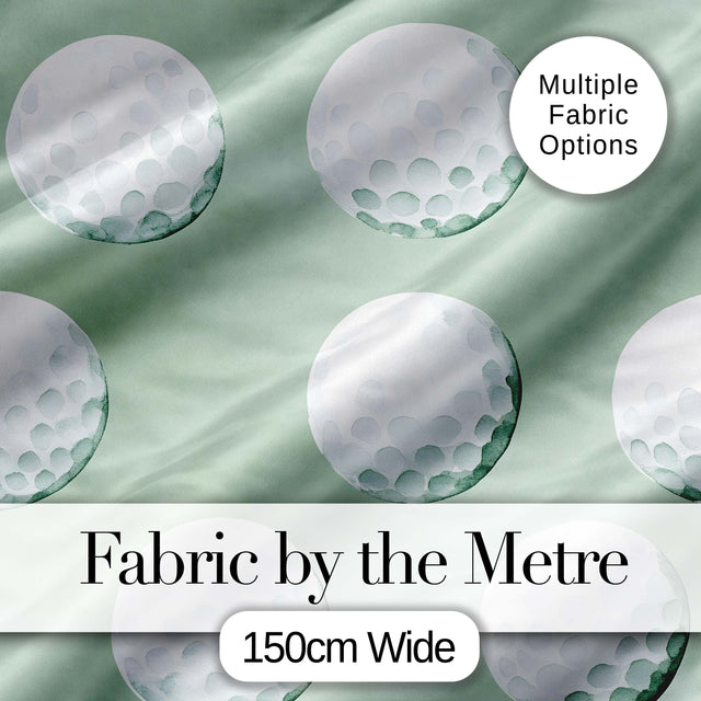 Watercolor Golf Balls on Soft Green Background Seamless Pattern Digital Print Fabric by the Metre UK Sewing Quilting Textile