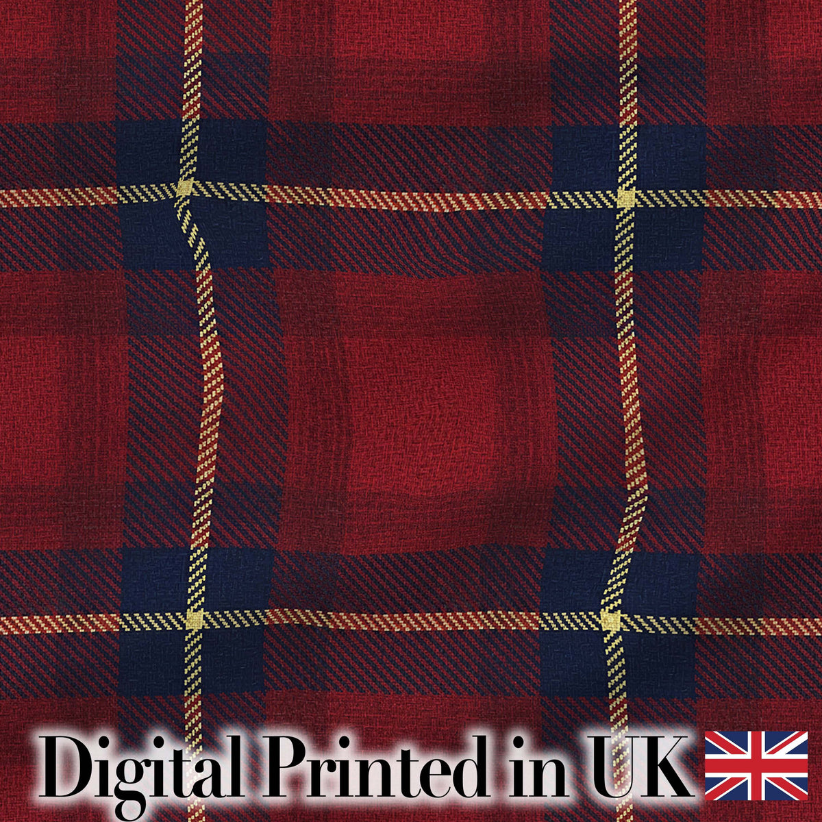 Rich Red Navy Wool Style Tartan Plaid Fabric Texture Seamless Pattern Digital Print Fabric by the Metre UK Sewing Quilting Textile
