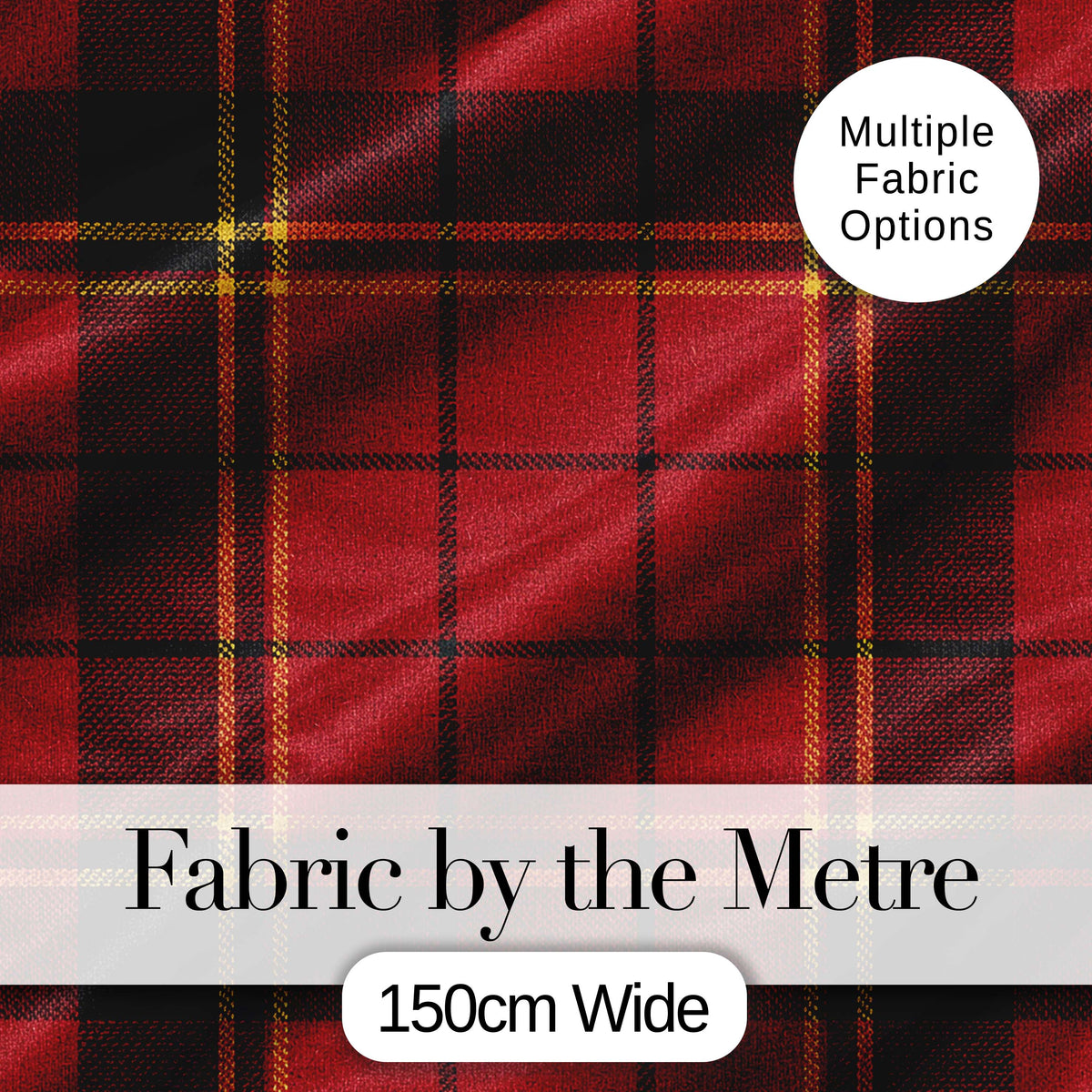 Bold Red Black Classic Tartan Plaid Fabric Texture Seamless Pattern Digital Print Fabric by the Metre UK Sewing Quilting Textile